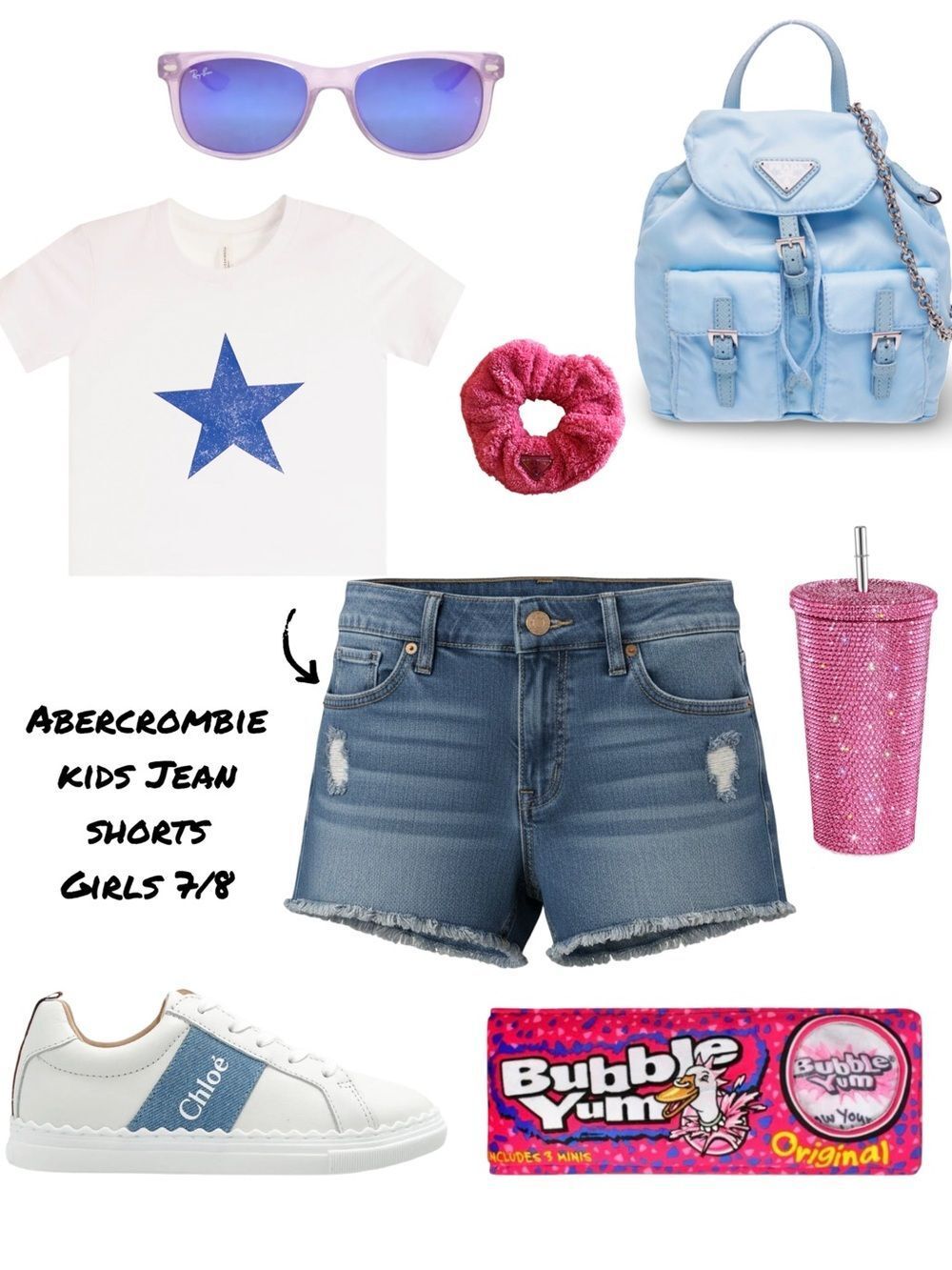 Abercrombie kids distressed denim jean shorts - blue